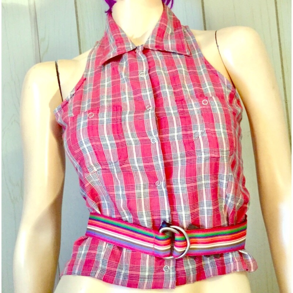 BOHO Vintage Rainbow Striped Fabric Cinch Belt NEW
